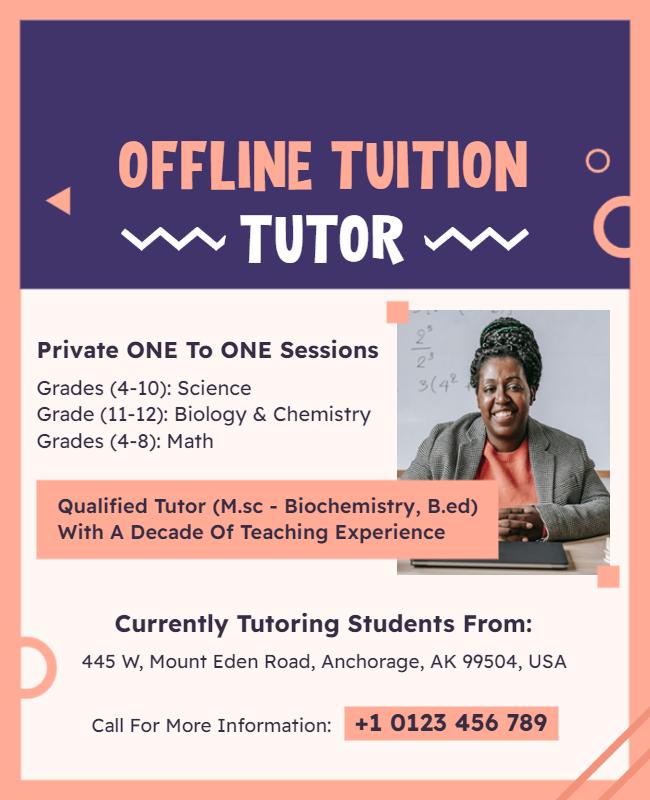 Offline Tuition Tutor Sessions Flyer Template