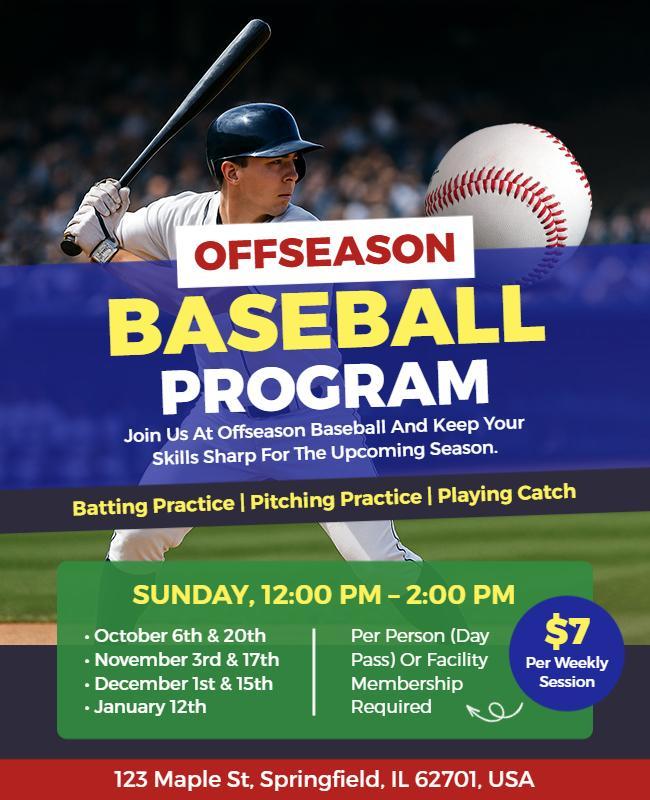 Offseason Baseball Training Program Flyer Template
