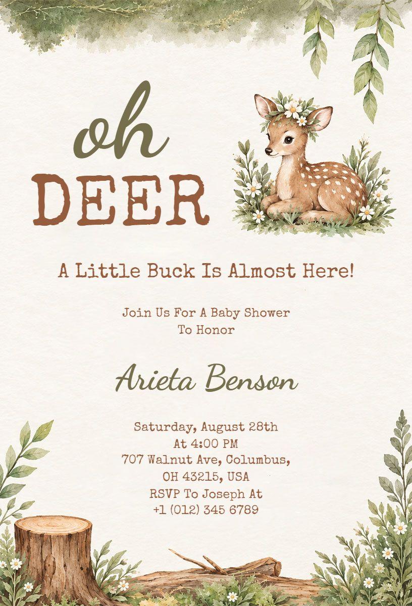 Oh Deer Baby Shower Event Invitation Template