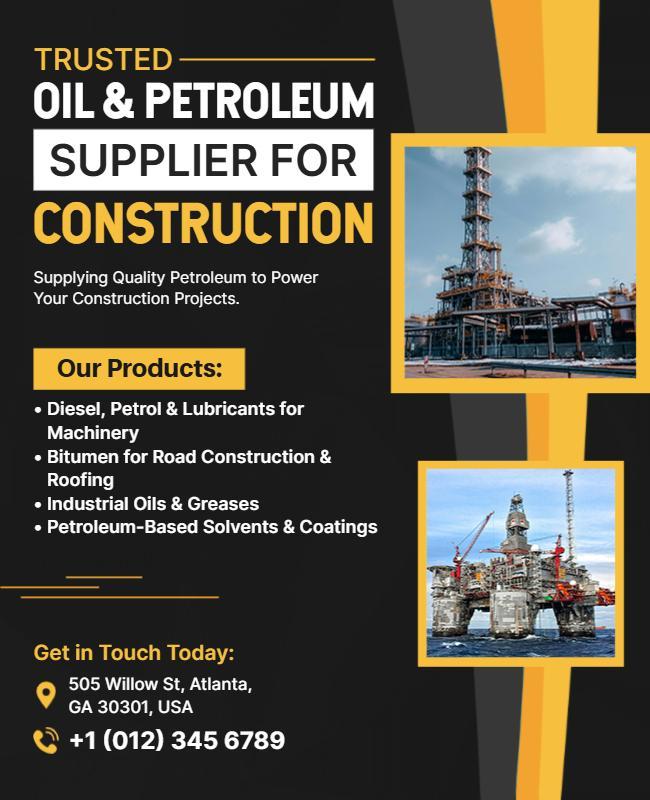 Oil and Petroleum Supplier for Construction Flyer Template