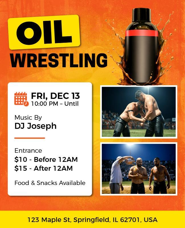 Oil Wrestling Event Promotion Flyer Template