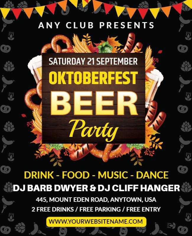 Oktoberfest Beer Party Celebration Flyer Template