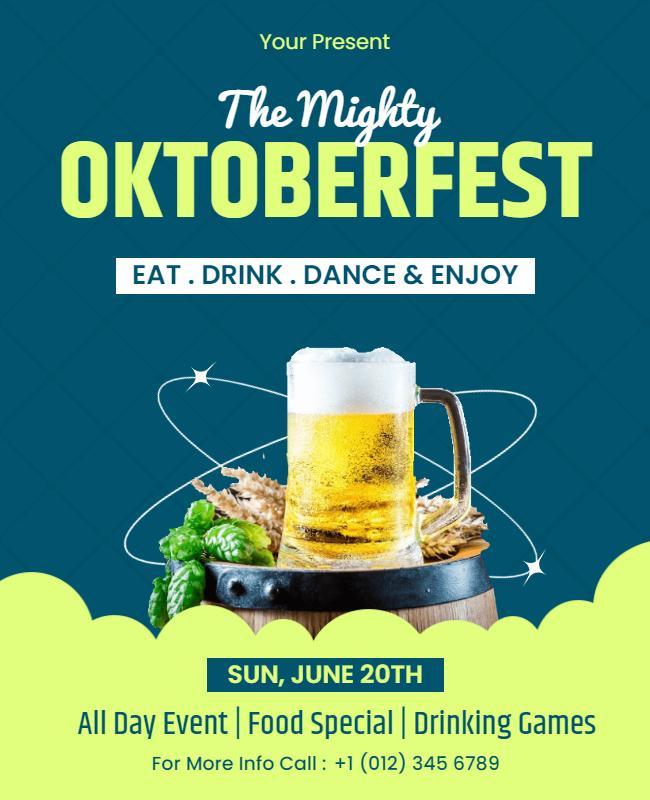 Vibrant Green Oktoberfest Beer Celebration Flyer Template