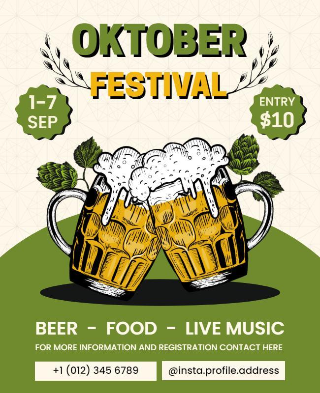 Oktoberfest Celebration with Beer and Live Music Flyer Template