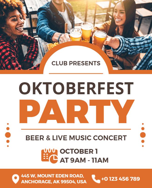 Festive Orange Oktoberfest Beer and Music Party Flyer Template