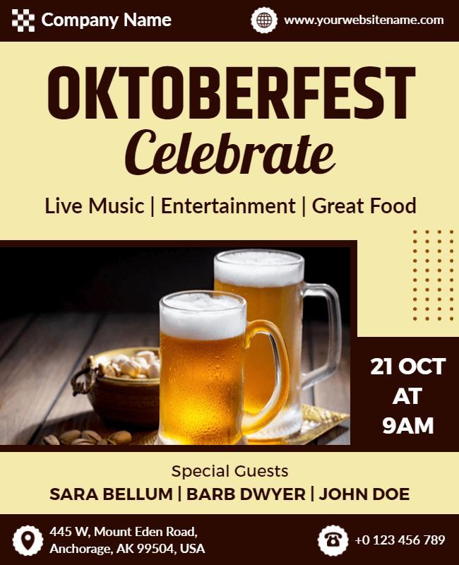 Festive Brown Oktoberfest Celebration Beer Party Flyer Template