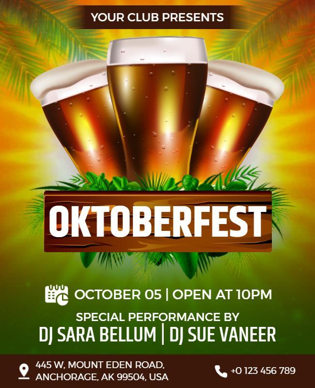 Oktoberfest Music and Beer Celebration Flyer Template