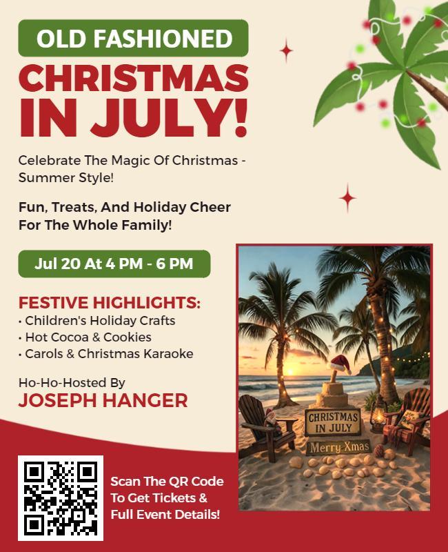 Old Fashioned Christmas in July Event Flyer Template