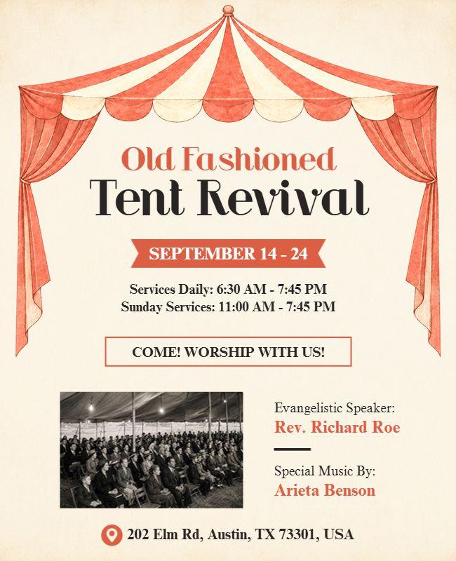 Old Fashioned Tent Revival Event Flyer Template