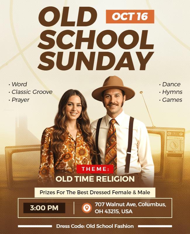 Old School Sunday Retro Event Flyer Template