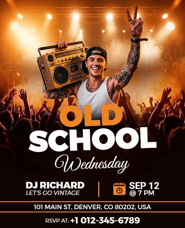Old School Wednesday Party Event Flyer Template