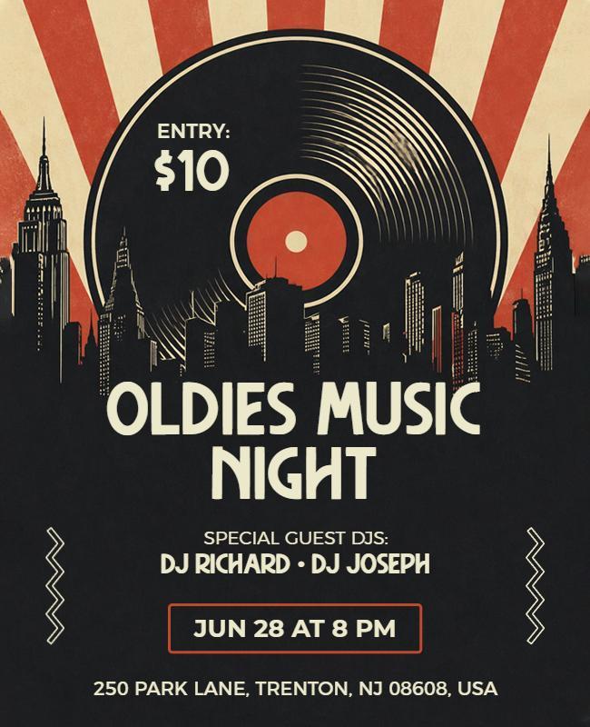 Oldies Music Night Event Poster Template