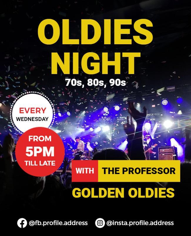 Festive Colorful Oldies Night Music Event Flyer Template