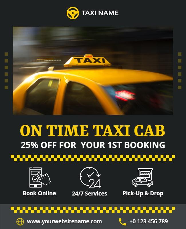 On Time Taxi Service Promotion Flyer Template