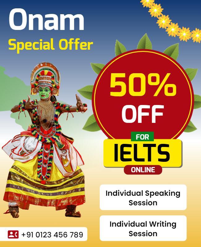 Onam Discount Offer for Ielts Coaching Flyer Template