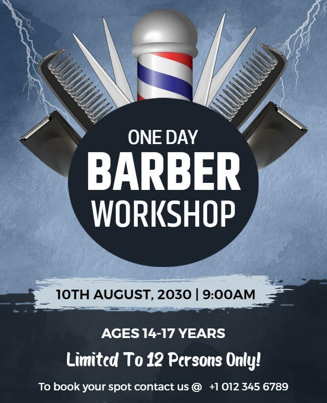 One Day Barber Workshop Event Flyer Template