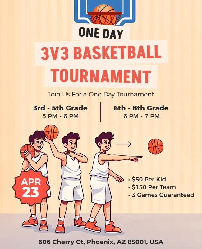 One Day Basketball Tournament Event Flyer Template