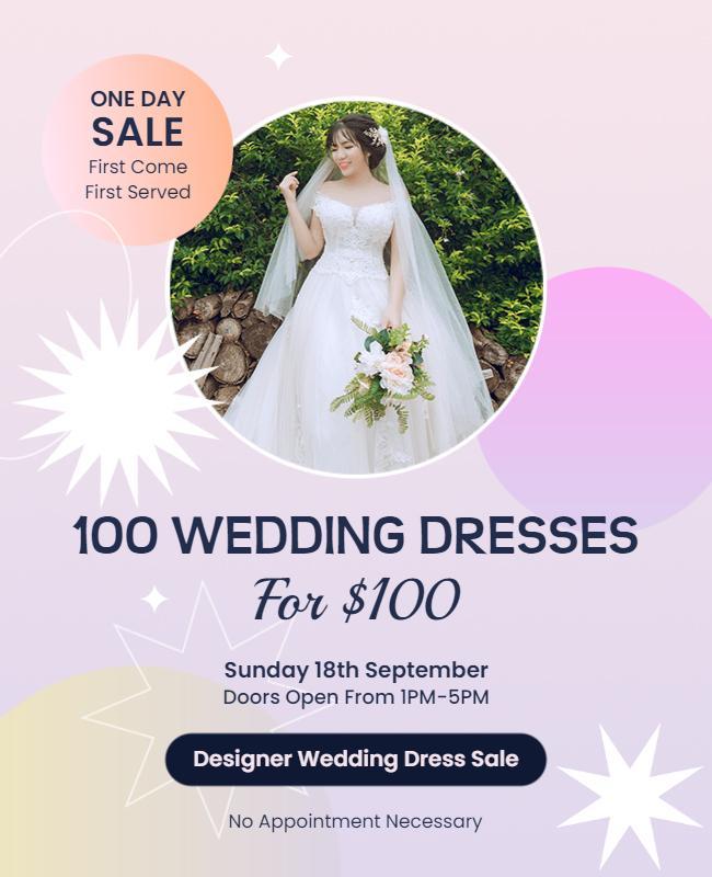 One Day Designer Wedding Dress Sale Flyer Template