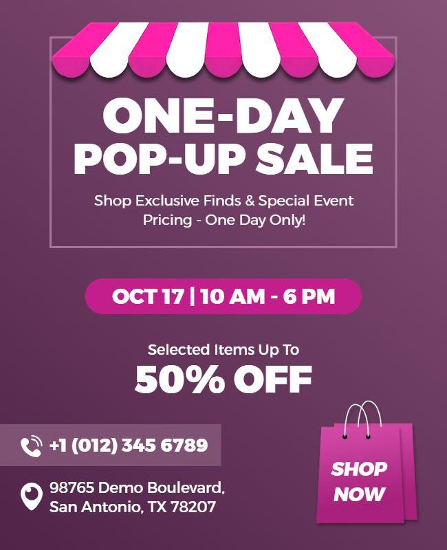 One-Day Pop-up Sale Event Flyer Template