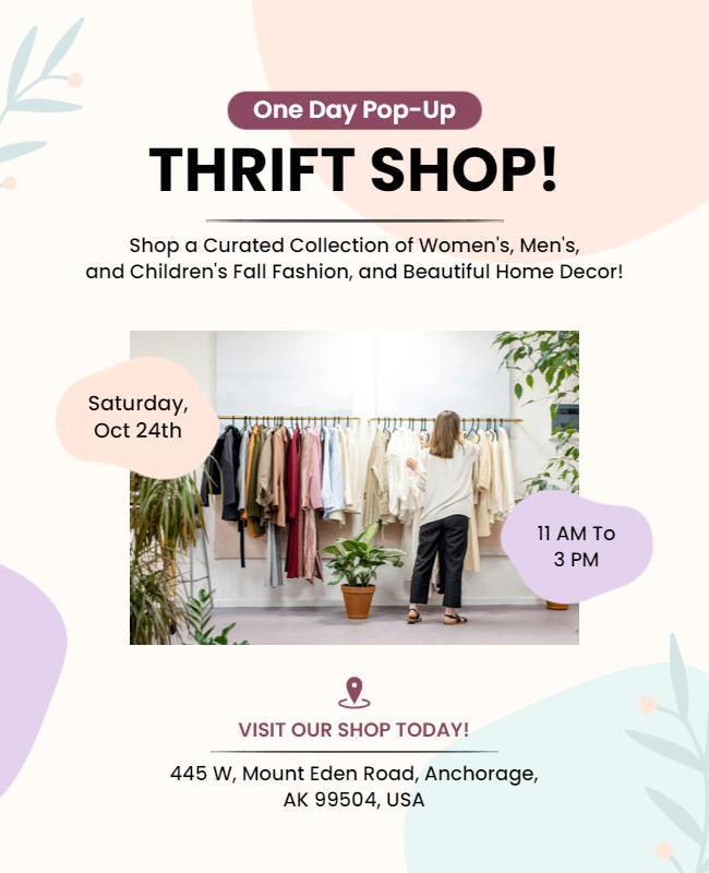 One Day Pop Up Thrift Shop Event Flyer Template