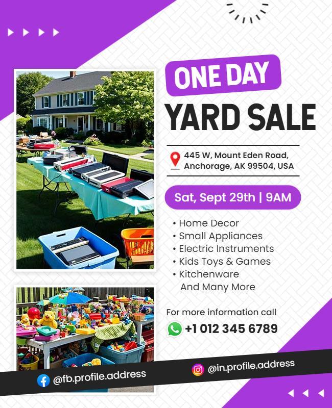 One Day Yard Sale Event Flyer Template