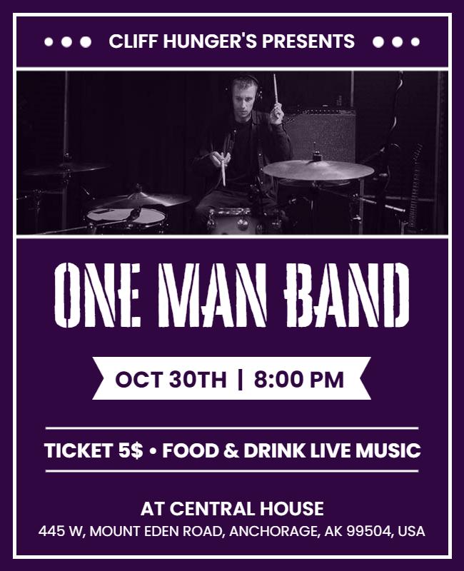 One Man Band Live Music Event Flyer Template