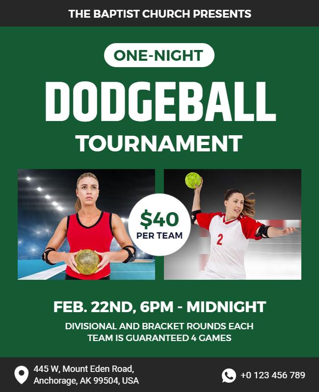 One Night Dodgeball Tournament Event Flyer Template