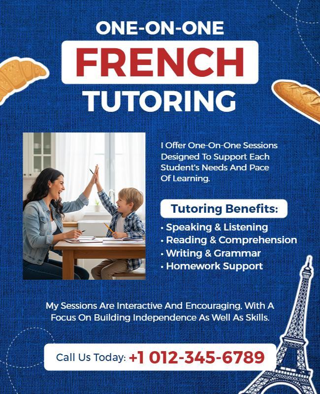 One-on-One French Tutoring Services Flyer Template