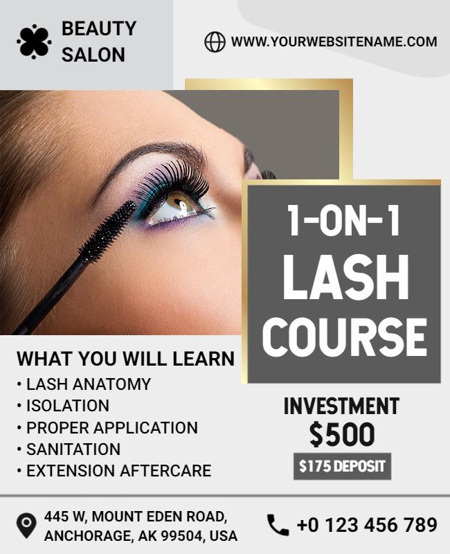 One on One Lash Course Beauty Salon Flyer Template