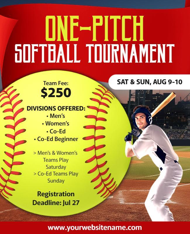 One-Pitch Softball Tournament Flyer Template