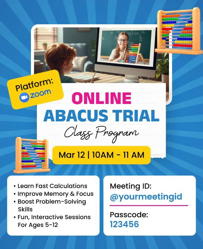 Online Abacus Trial Class Program Flyer Template