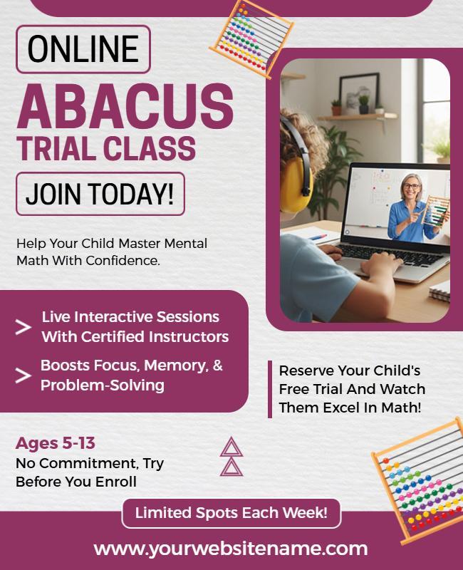 Online Abacus Trial Class Promotion Flyer Template