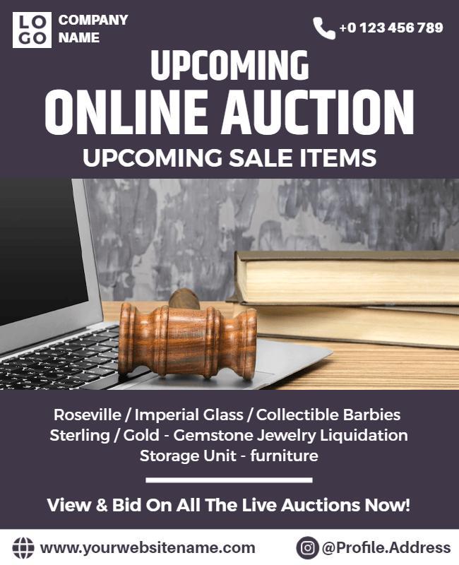 Online Auction Sale Items Promotional Flyer Template