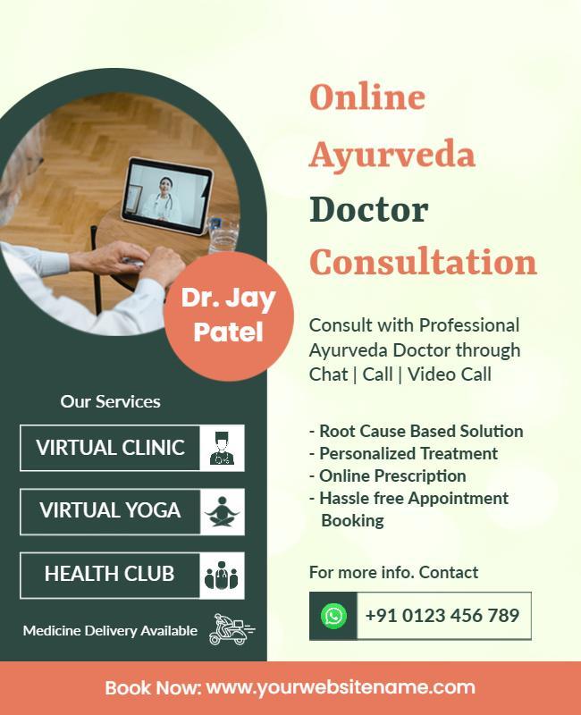 Online Ayurveda Doctor Consultation Service Flyer Template