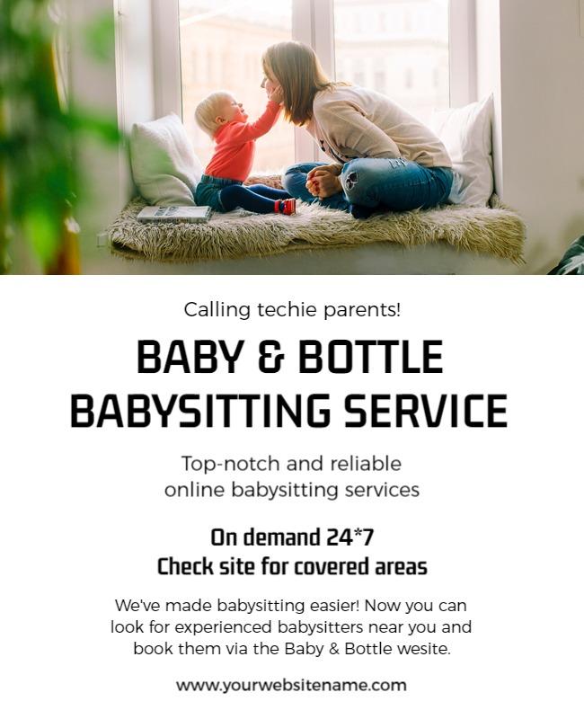 Online Babysitting Service Promotion Flyer Template