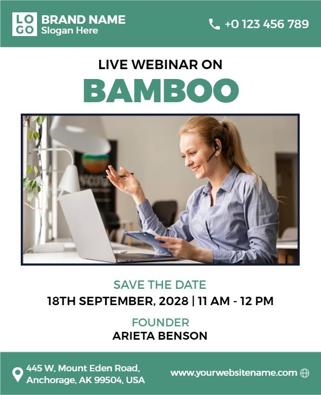 Online Bamboo Webinar Invitation Flyer Template