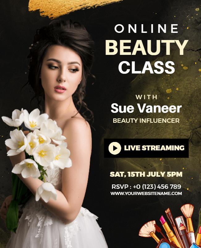 Online Beauty Class Live Streaming Flyer Template