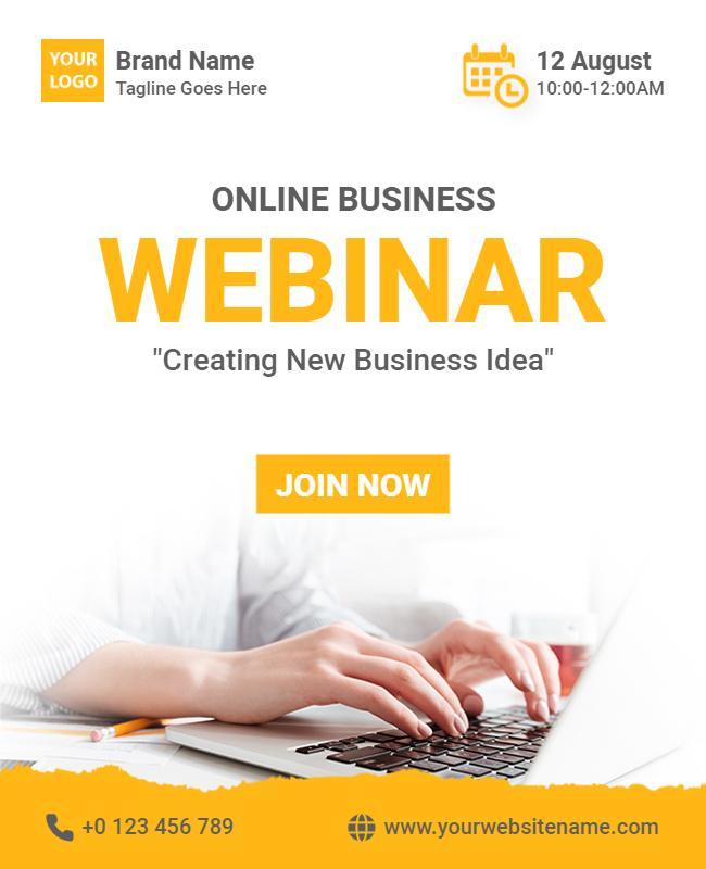 Bright Yellow Online Business Webinar Flyer Template