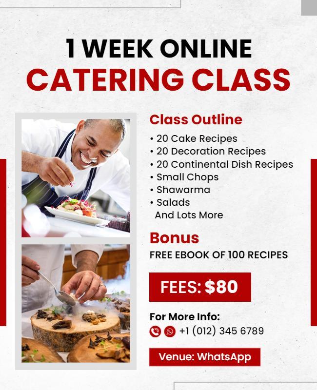 Online Catering Class Promotional Flyer Template