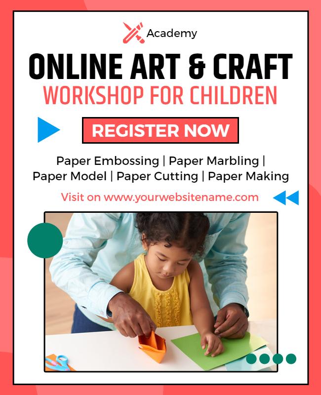 Online Childrens Art and Craft Workshop Flyer Template