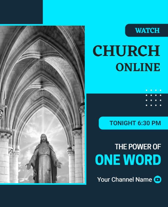 Online Church Service Promotional Flyer Template