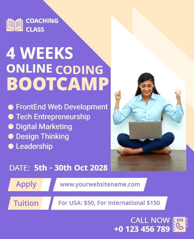 Online Coding Bootcamp Coaching Class Flyer Template