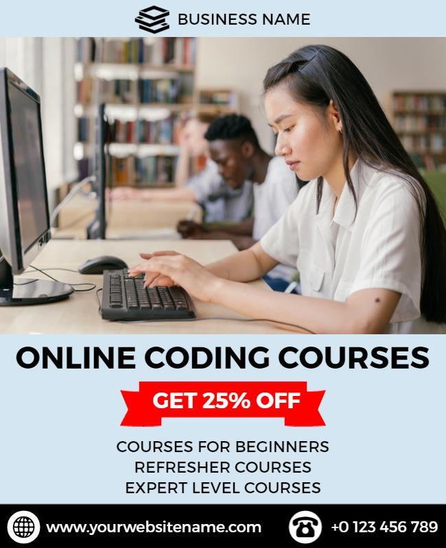 Online Coding Courses Promotion Flyer Template