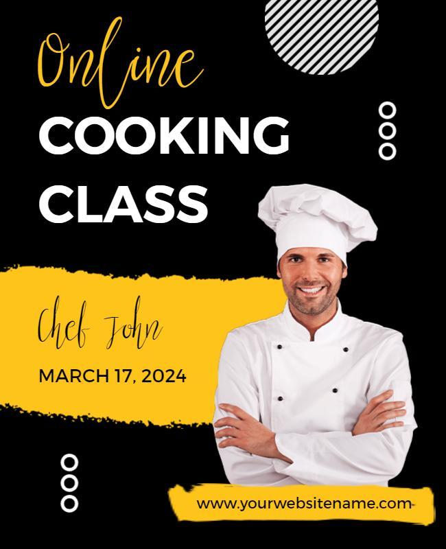 Chic Black and Yellow Online Cooking Class Flyer Template