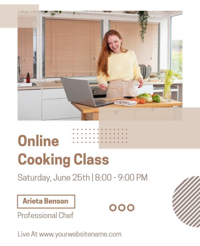 Modern Neutral Online Cooking Class Flyer Template