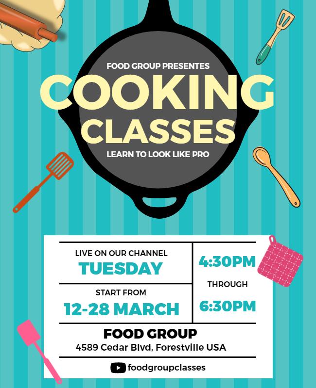 Online Cooking Classes Workshop Flyer Template