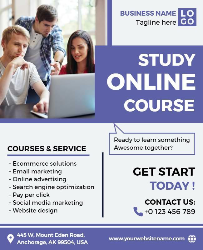 Online Course Promotion and Services Flyer Template