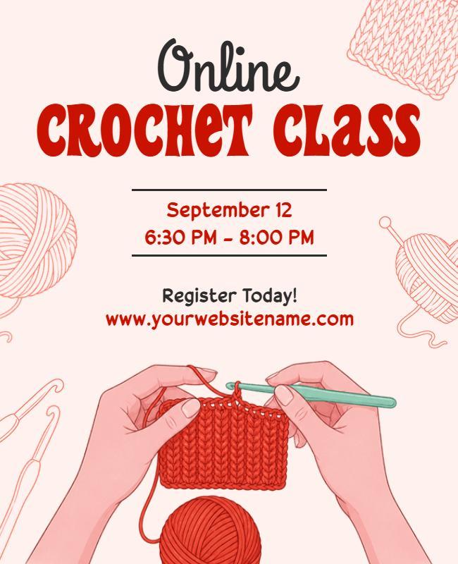 Online Crochet Class Announcement Poster Template