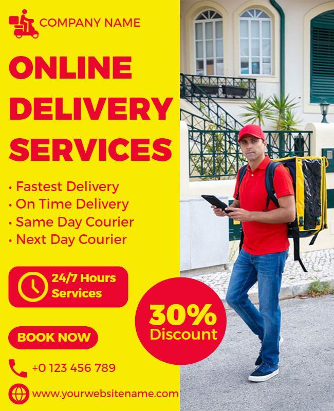 Online Delivery Service Promotion Flyer Template