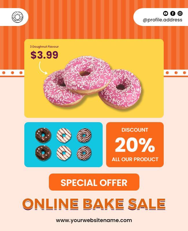 Online Doughnut Sale Special Offer Flyer Template